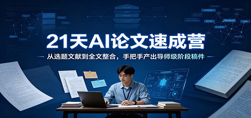 21天AI论文速成营:从选题文献到全文整合,手把手产出导师级阶段稿件-小火把网创