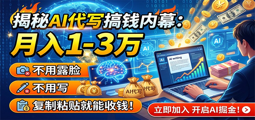 揭秘AI代写搞钱内幕：月入1-3万，不用露脸不用写，复制粘贴就能收钱！-小火把网创