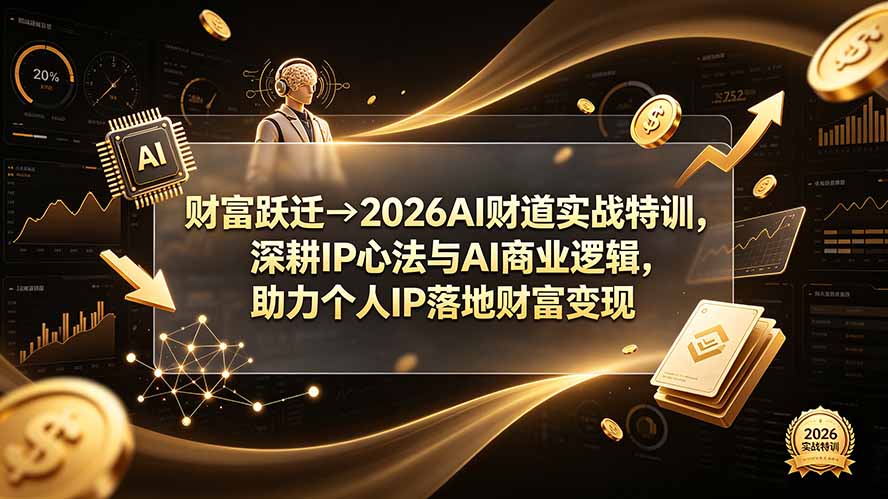 财富跃迁→2026AI财道实战特训，深耕IP心法与AI商业逻辑，助力个人IP落地财富变现-小火把网创