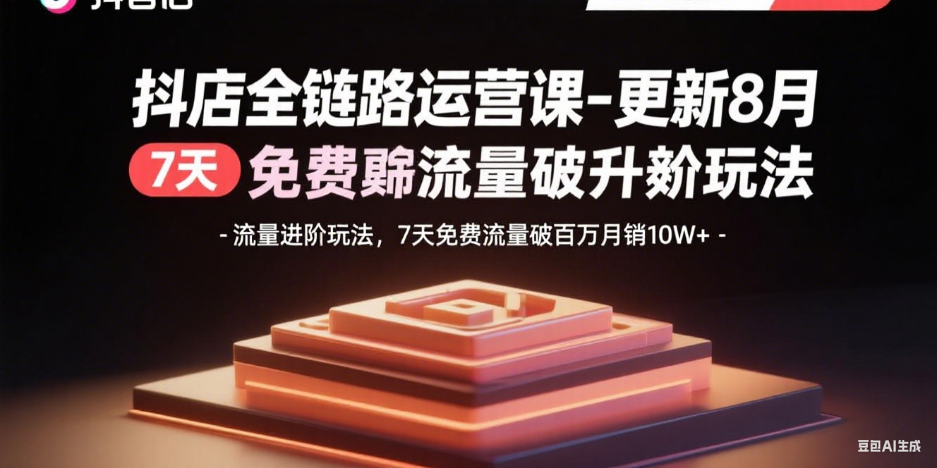 抖店全链路运营课-更新8月:流量进阶玩法,7天免费流量破百万月销10W+-小火把网创