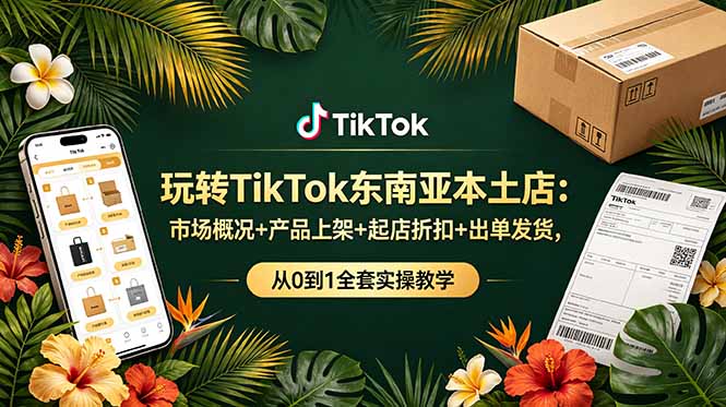 玩转TikTok东南亚本土店:市场概况+产品上架+起店折扣+出单发货,从0到1全套实操教学-小火把网创