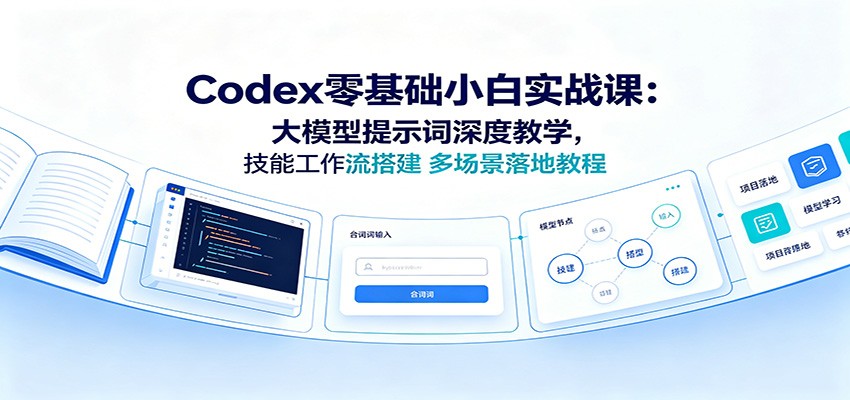 Codex零基础小白实战课:大模型提示词深度教学,技能工作流搭建多场景落地教程-小火把网创