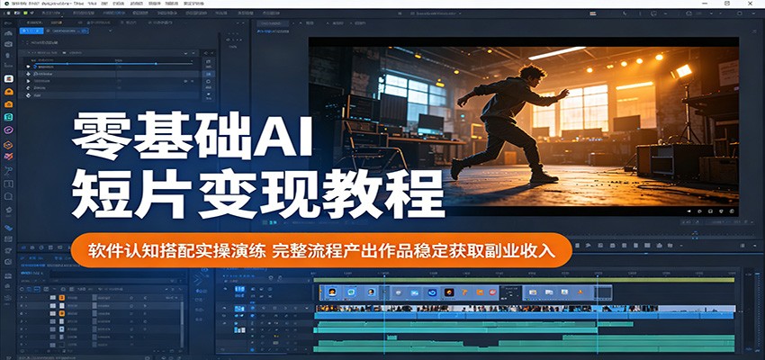 零基础AI短片变现教程：软件认知搭配实操演练，完整流程产出作品稳定获取副业收入-小火把网创