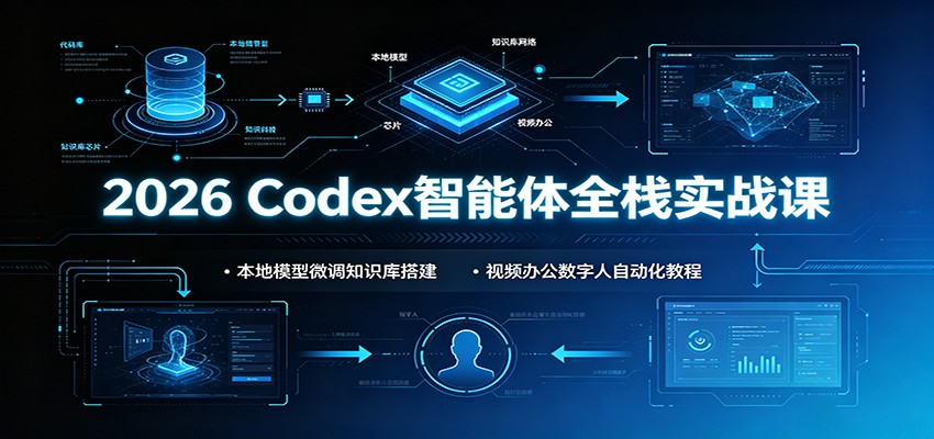 2026 Codex智能体全栈实战课:本地模型微调知识库搭建,视频办公数字人自动化教程-小火把网创