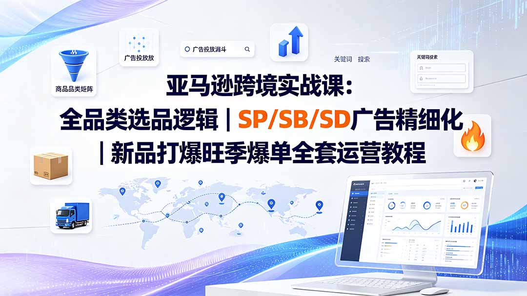 亚马逊跨境实战课-更新：全品类选品逻辑｜SP/SB/SD广告精细化｜新品打爆旺季爆单全套运营教程-小火把网创