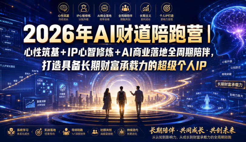 2026年AI财道陪跑营|心性筑基+IP心智修炼+AI商业落地全周期陪伴,打造具备长期财富承载力的超级个人IP-小火把网创