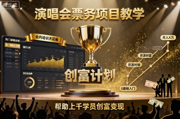 演唱会票务项目教学，业内培训天花板，帮助上千学员创富变现-小火把网创