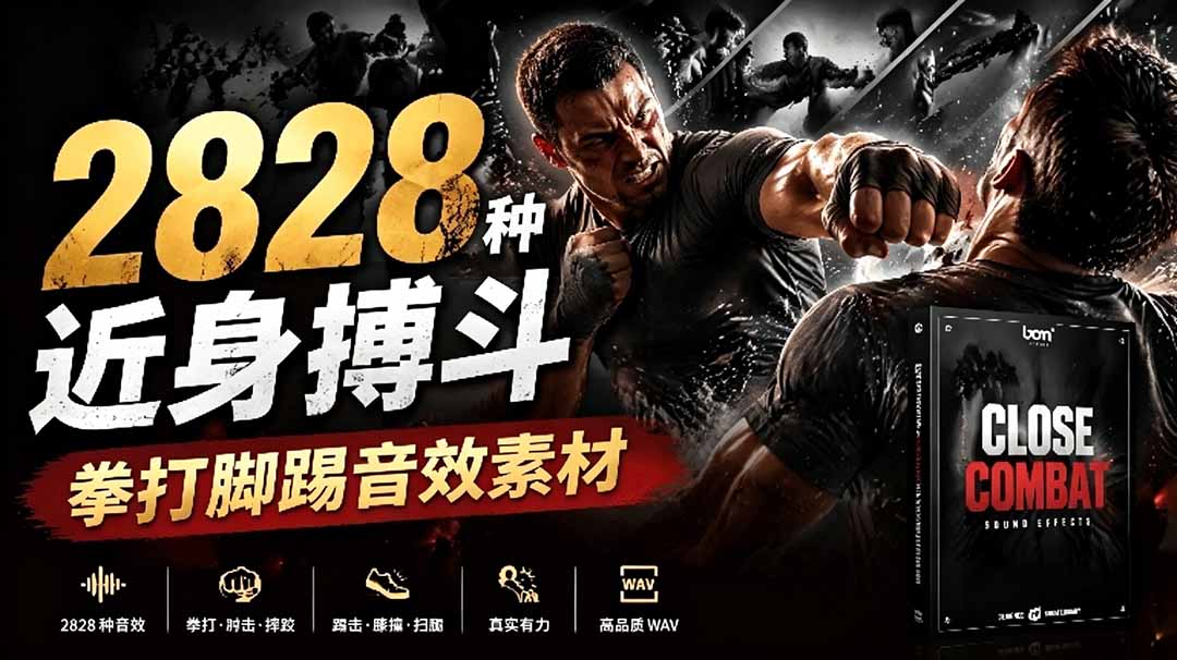 宝藏级别音效!2828种近身搏斗拳打脚踢音效素材,全部中文分类,免解压使用 Close Combat-小火把网创