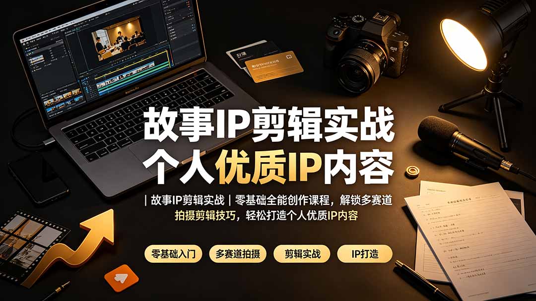 故事IP剪辑实战｜零基础全能创作课程，解锁多赛道拍摄剪辑技巧，轻松打造个人优质IP内容-小火把网创