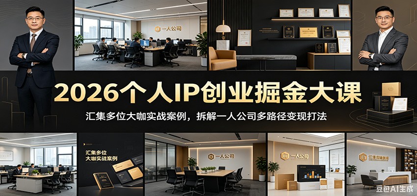 2026个人IP创业掘金大课:汇集多位大咖实战案例,拆解一人公司多路径变现打法-小火把网创