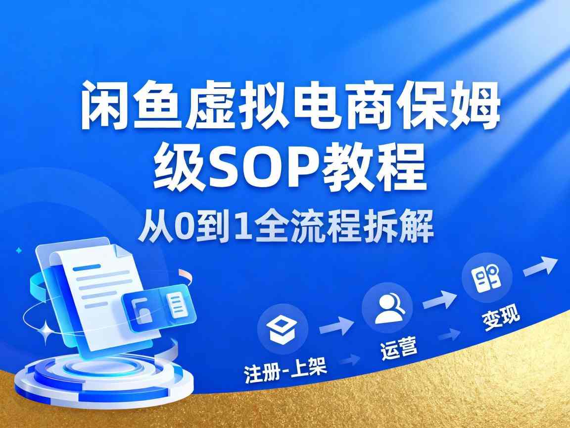 闲鱼虚拟电商，月入轻松过1W，保姆级SOP教程-小火把网创