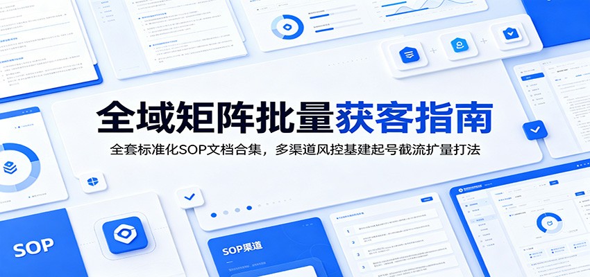 全域矩阵批量获客指南：全套标准化SOP文档合集，多渠道风控基建起号截流扩量打法-小火把网创