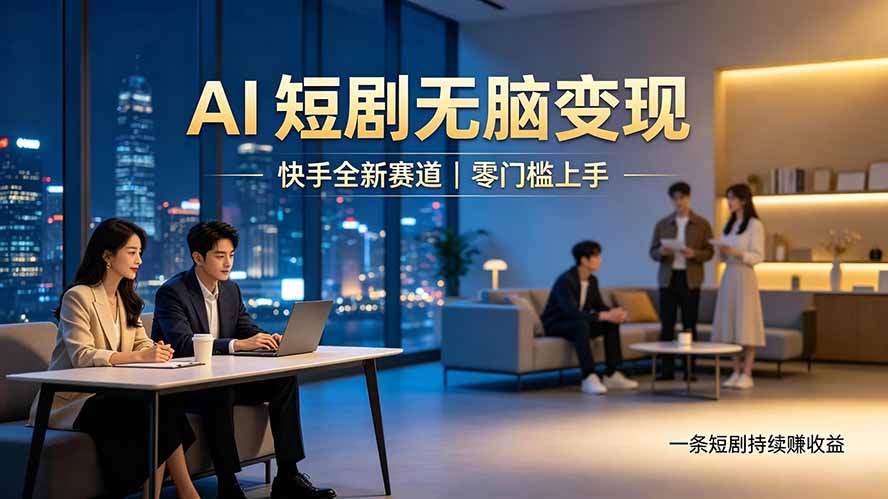 别乱找副业了，快手 AI 短剧零门槛长久被动增收-小火把网创
