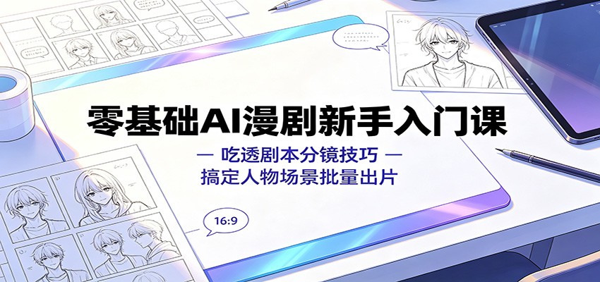 零基础AI漫剧新手入门课:吃透剧本分镜技巧,搞定人物场景批量出片-小火把网创