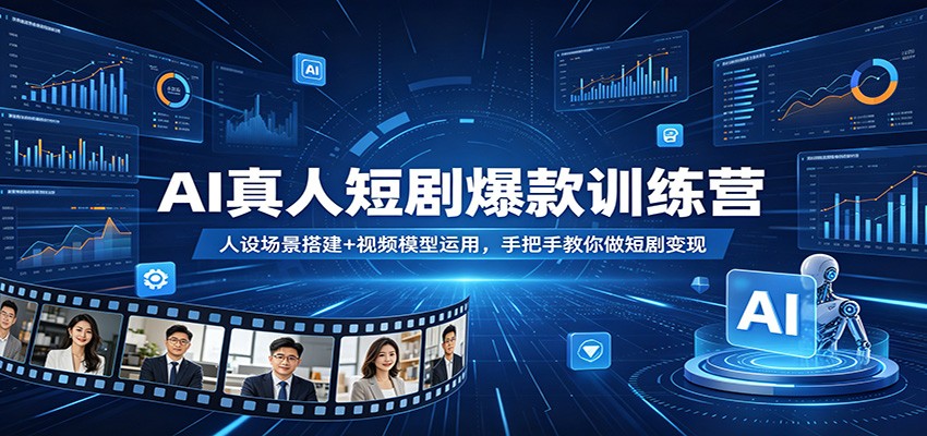 AI真人短剧爆款训练营：人设场景搭建+视频模型运用，手把手教你做短剧变现-小火把网创